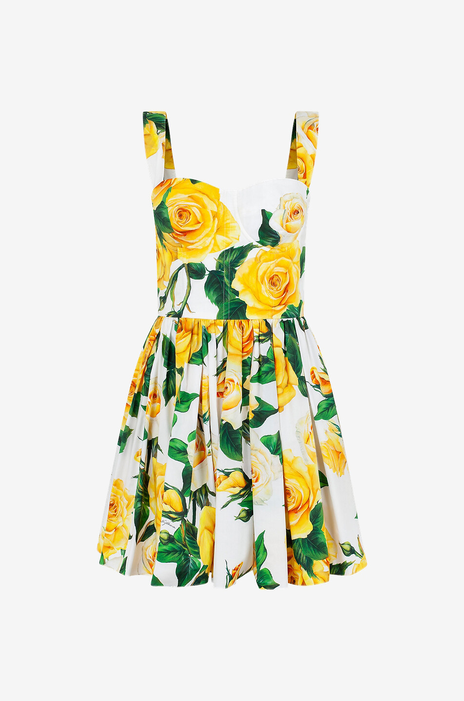 DOLCE & GABBANA Yellow Roses poplin mini bustier dress Women YELLOW 1