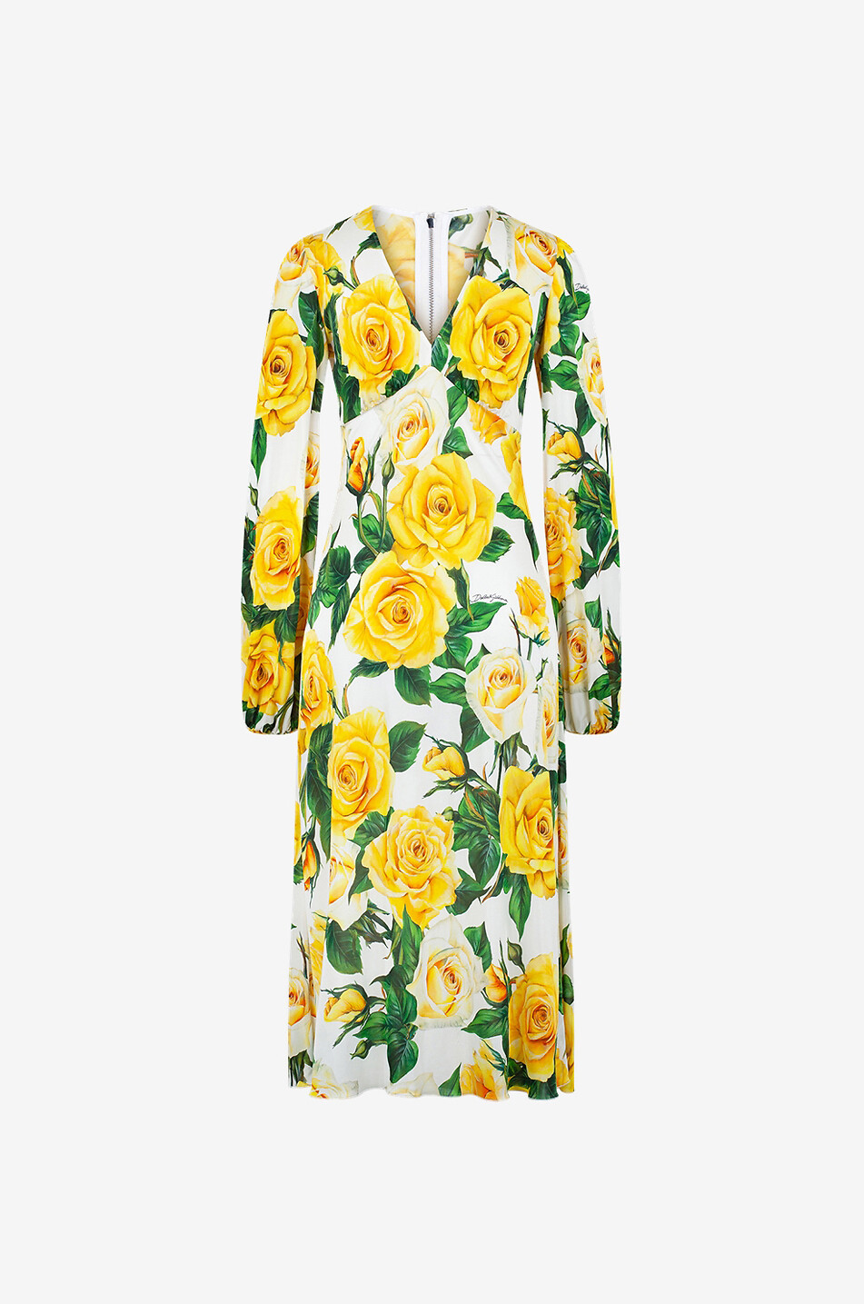 DOLCE & GABBANA Yellow Roses organsin jersey sheath dress Women YELLOW 2