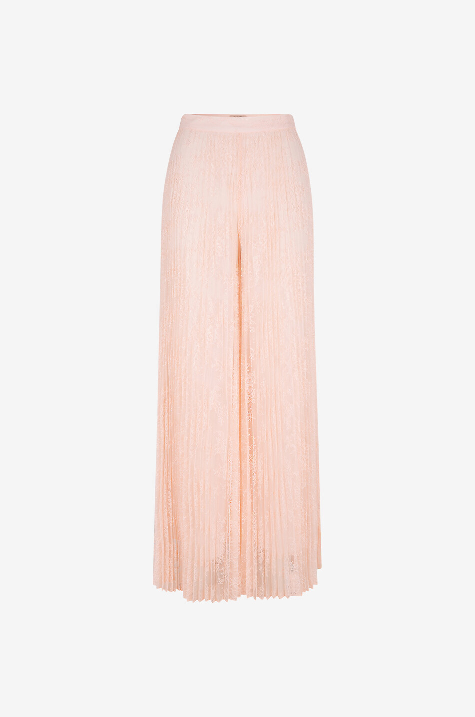 Pleated lace wide-leg trousers