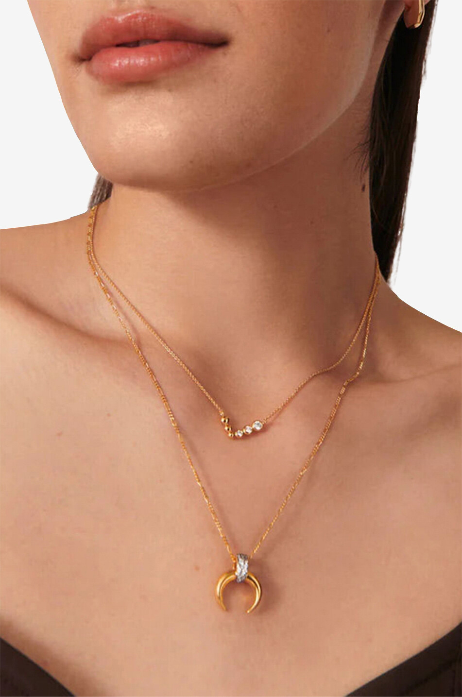 Silbergold-Halskette mit Zirkonia Articulated Reversible Beaded