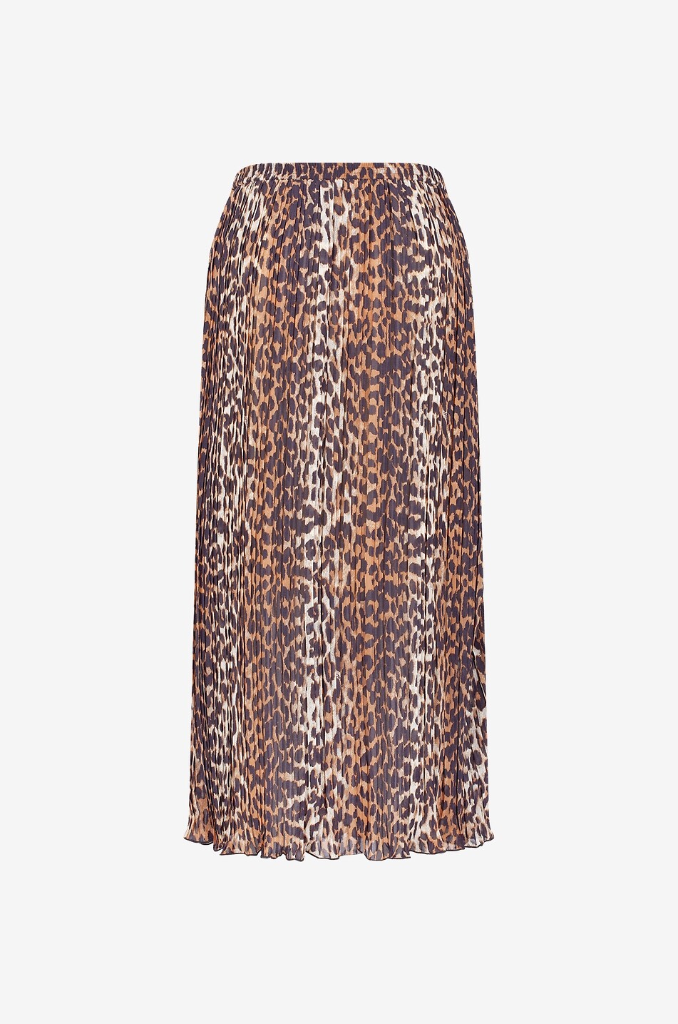 GANNI Jupe midi en georgette plissée Leopard Femme MARRON 2