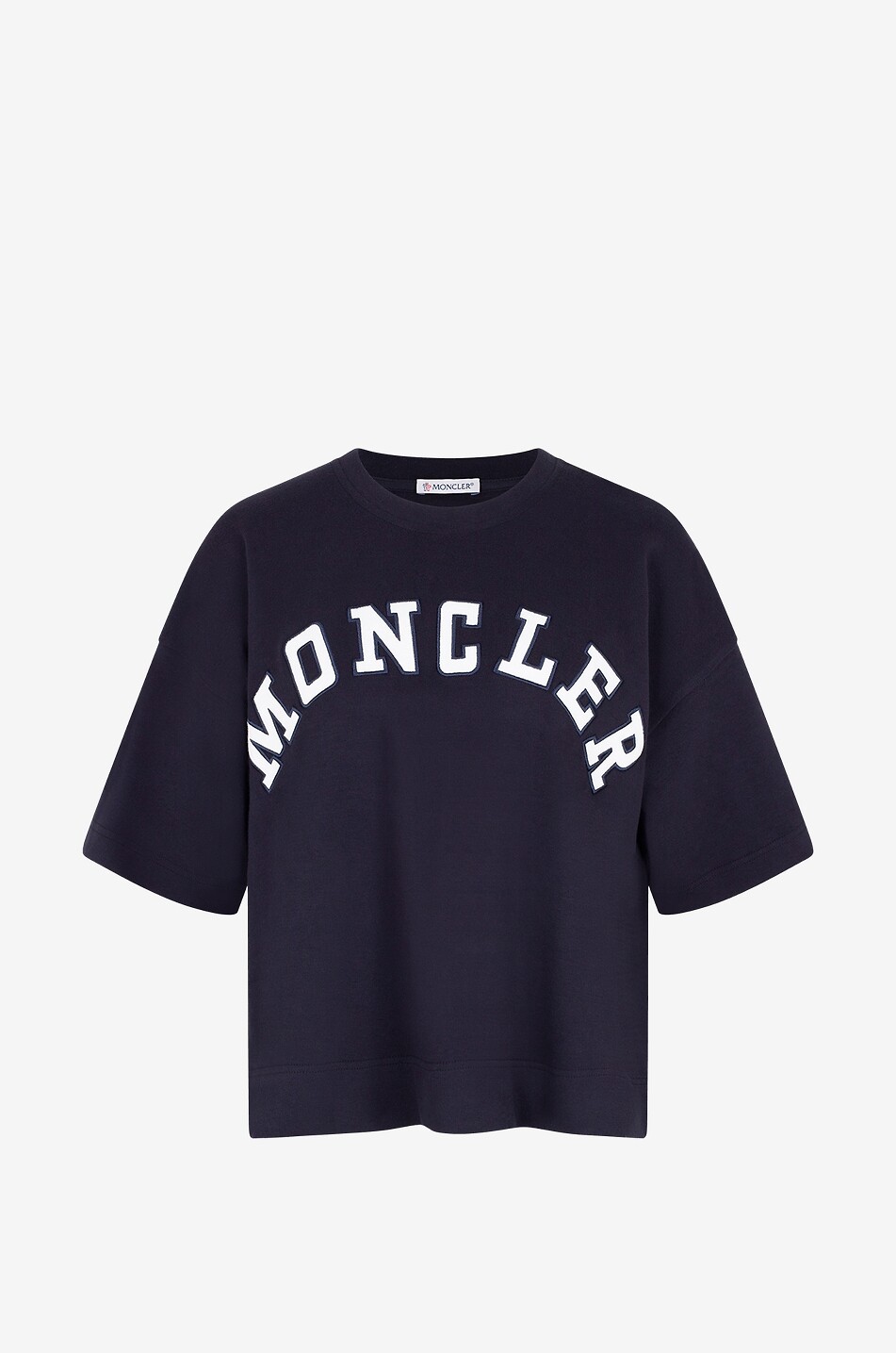 MONCLER Varsity Logo heavy jersey boxy T-shirt Women DARK BLUE 1