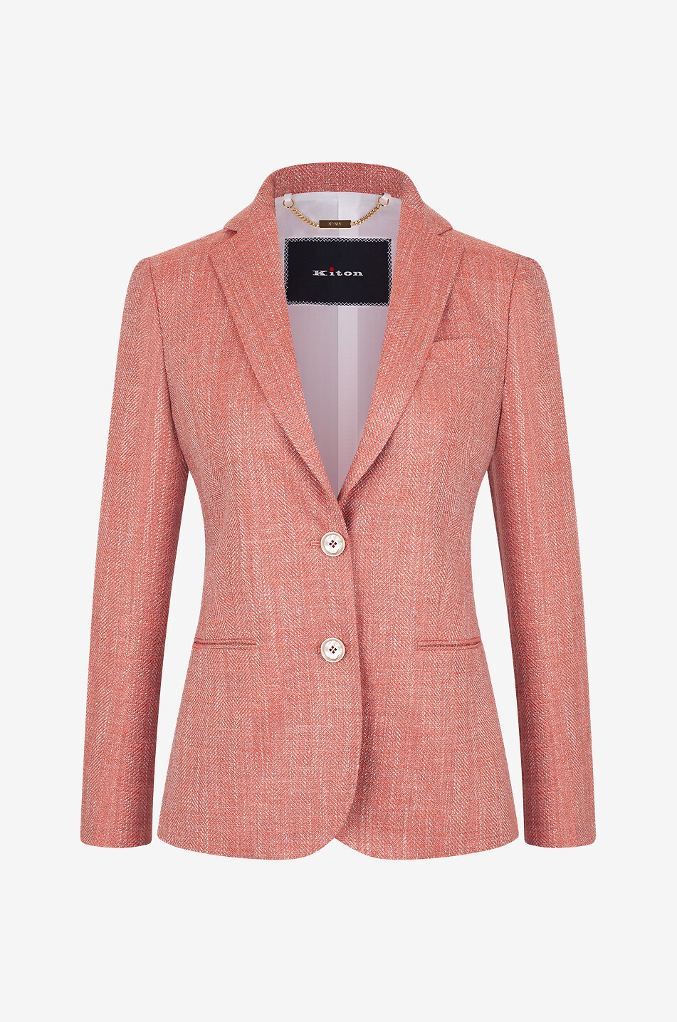 Blazer cintré en cachemire mélangé à chevrons