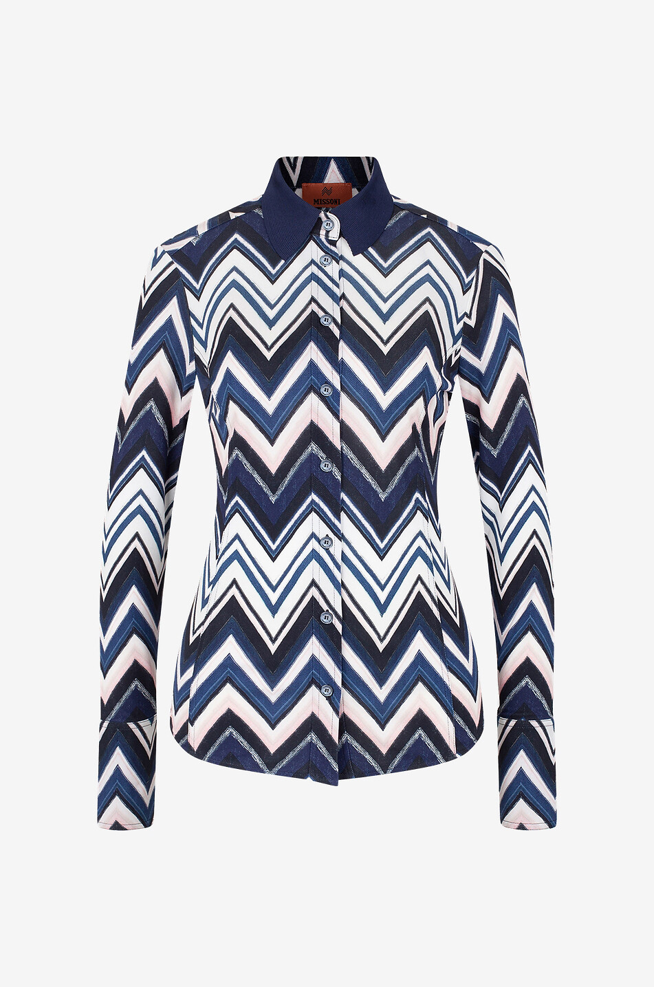Herringbone printed fitted jersey shirt