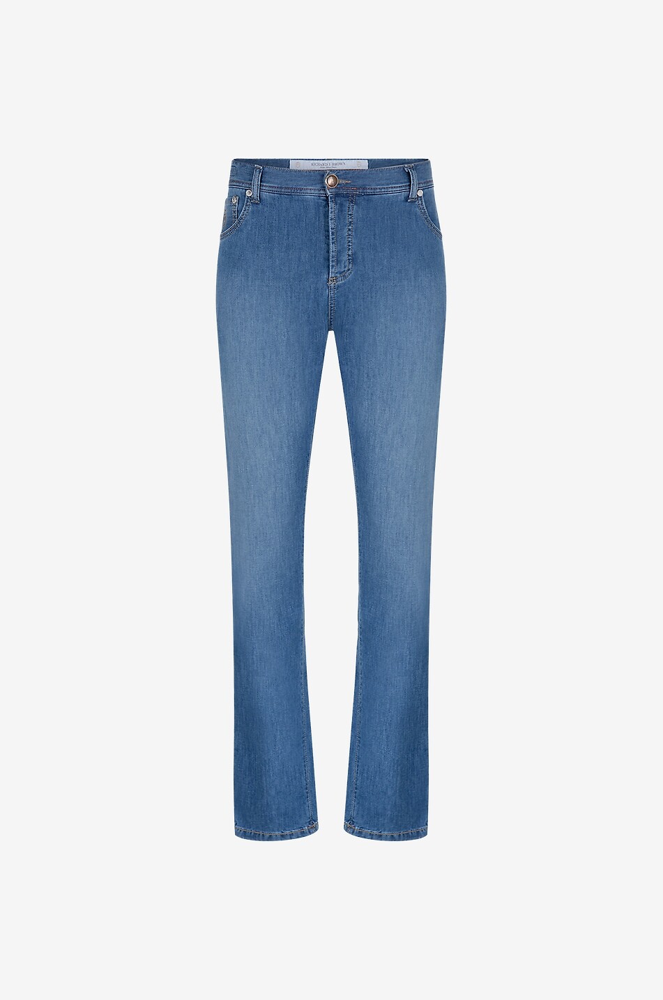 RICHARD J. BROWN Jeans mit geradem Bein aus Leinen Seide und Baumwolle Tokyo Herren MITTELBLAU 1