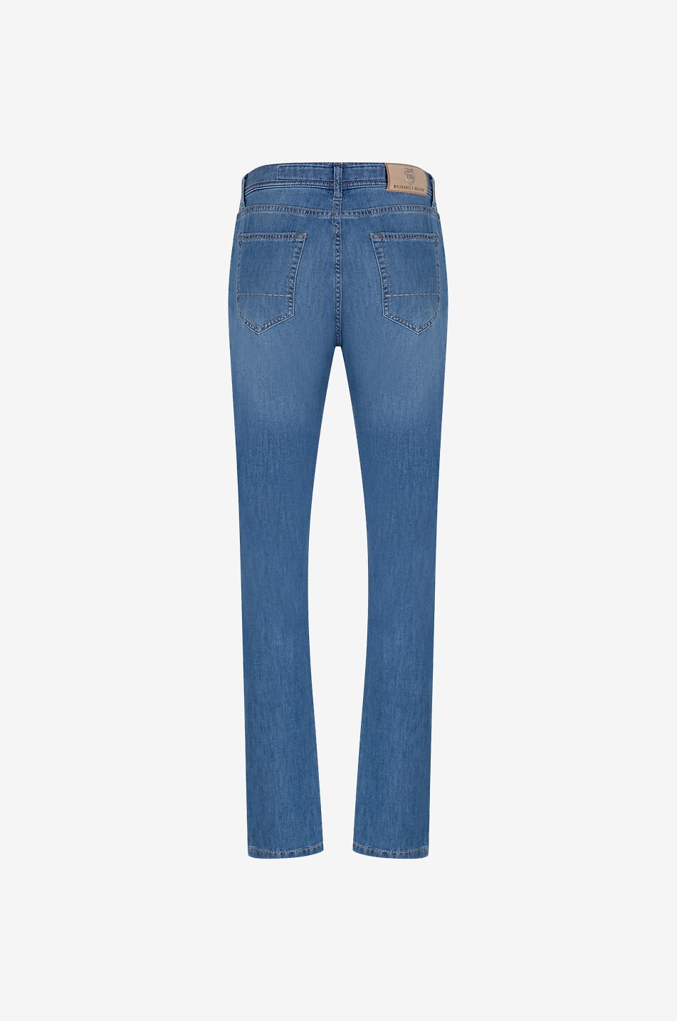 RICHARD J. BROWN Jeans mit geradem Bein aus Leinen Seide und Baumwolle Tokyo Herren MITTELBLAU 2