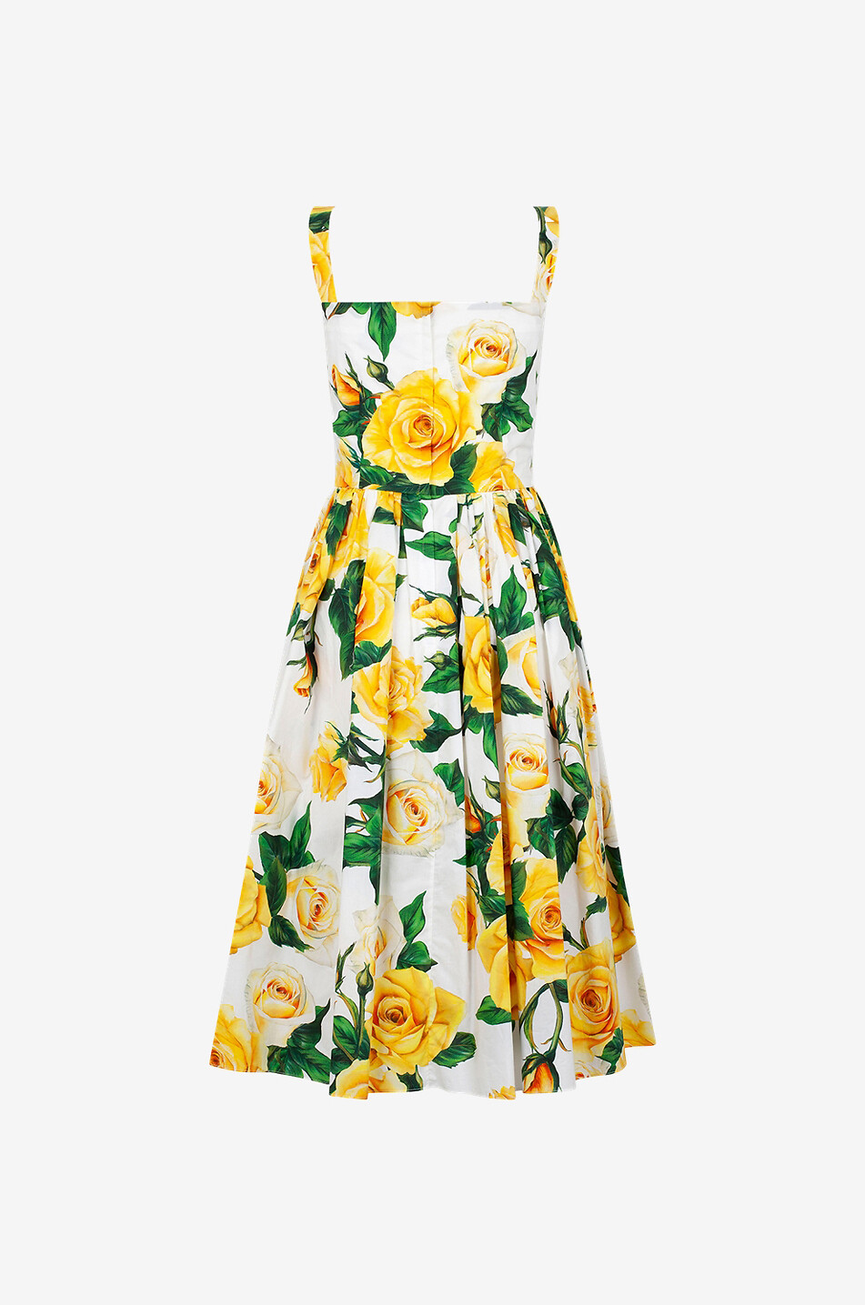 DOLCE & GABBANA Trägerkleid aus Popeline Gelbe Rosen Damen GELB 2