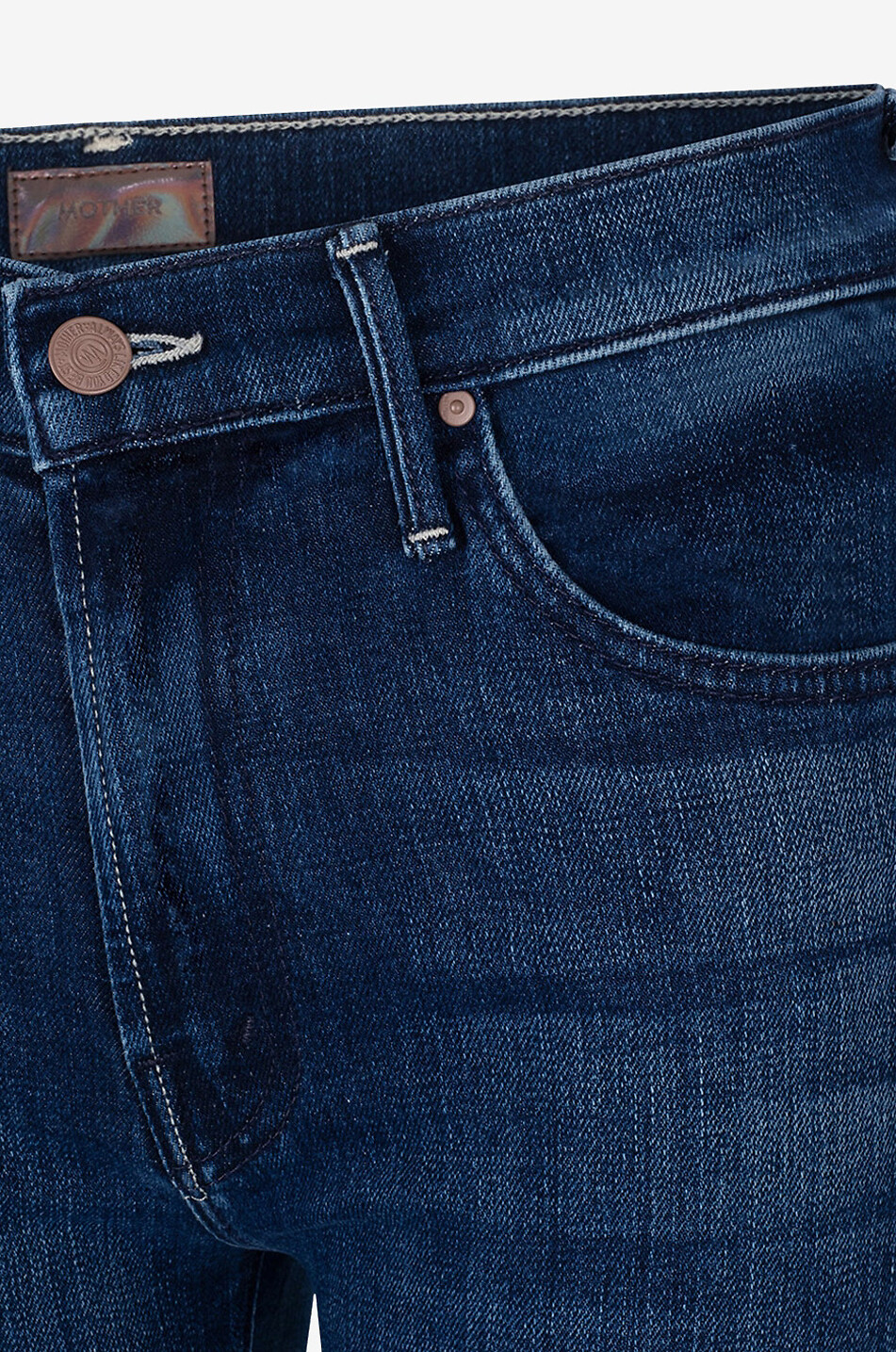 MOTHER Jean droit en coton The Kick It Femme BLEU FONCE 3