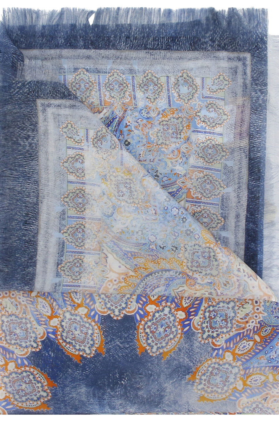 MALA ALISHA Schal aus Seide Ornament Damen BLAU 2