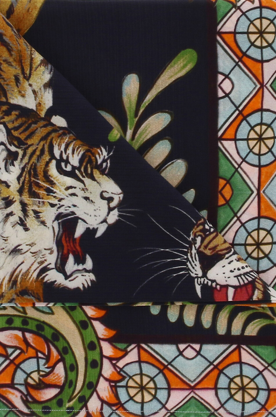 SIMONE BRUNS Foulard en soie Tiger & Jungle Femme NOIR 2