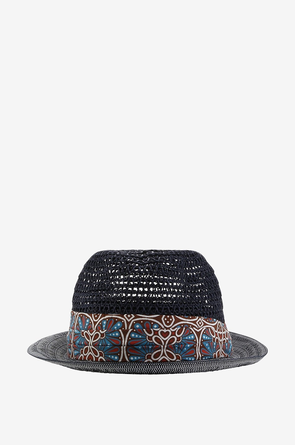 Flechthut mit bedruckten Bändern