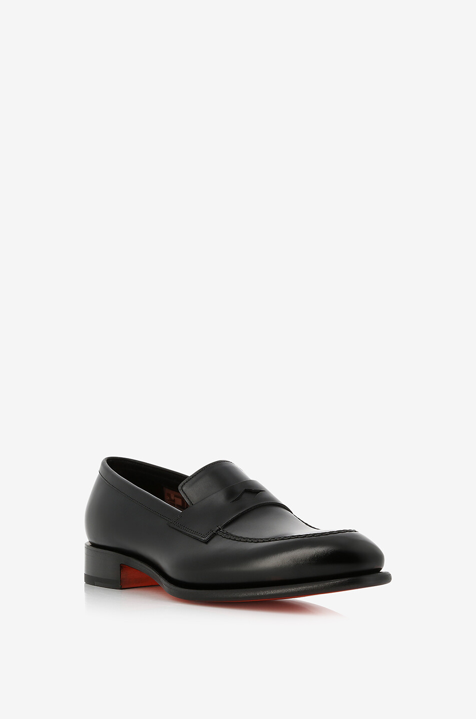 SANTONI Mocassins en cuir lisse brossé Homme NOIR 1