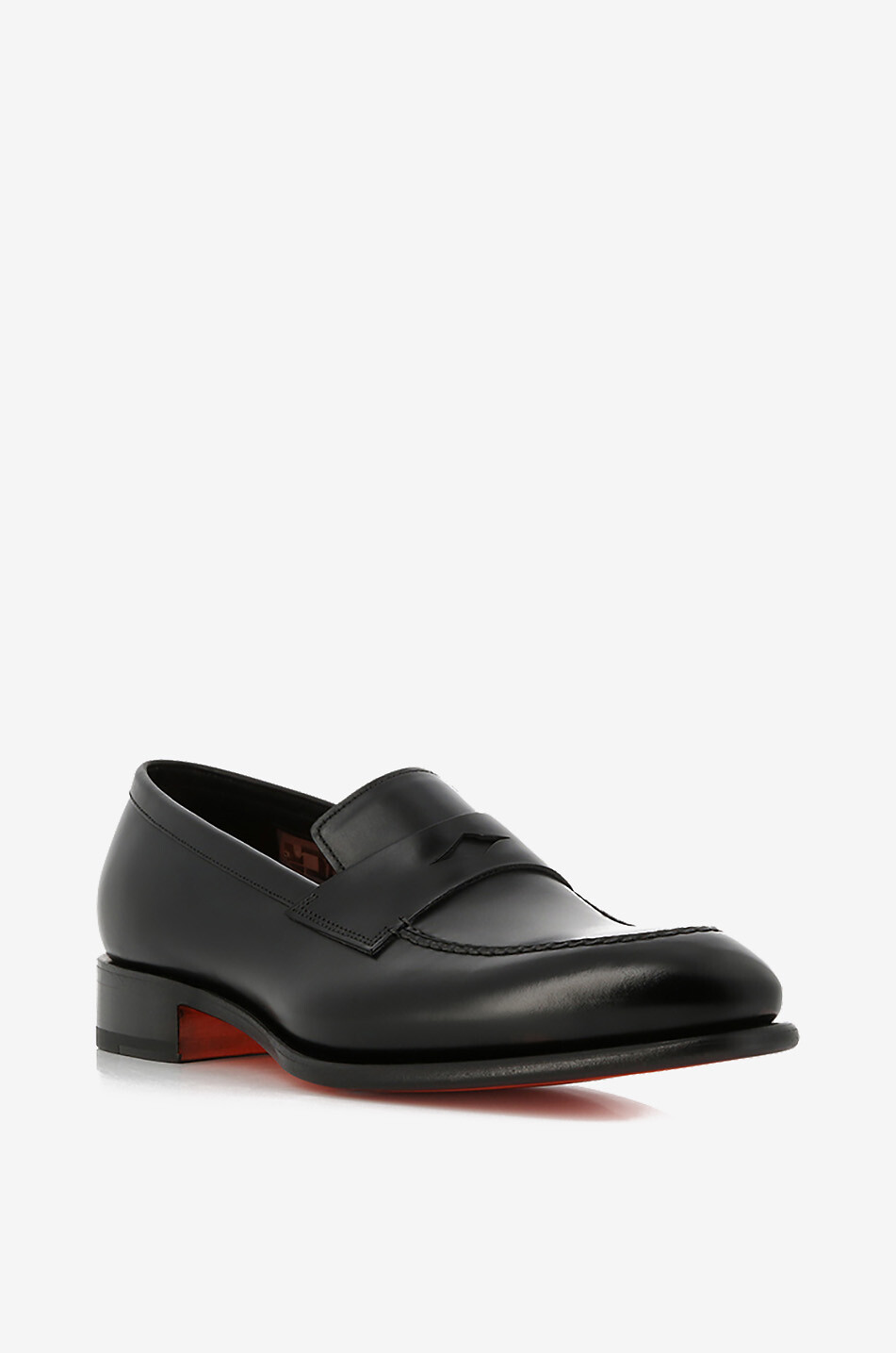 SANTONI Mocassins en cuir lisse brossé Homme NOIR 1