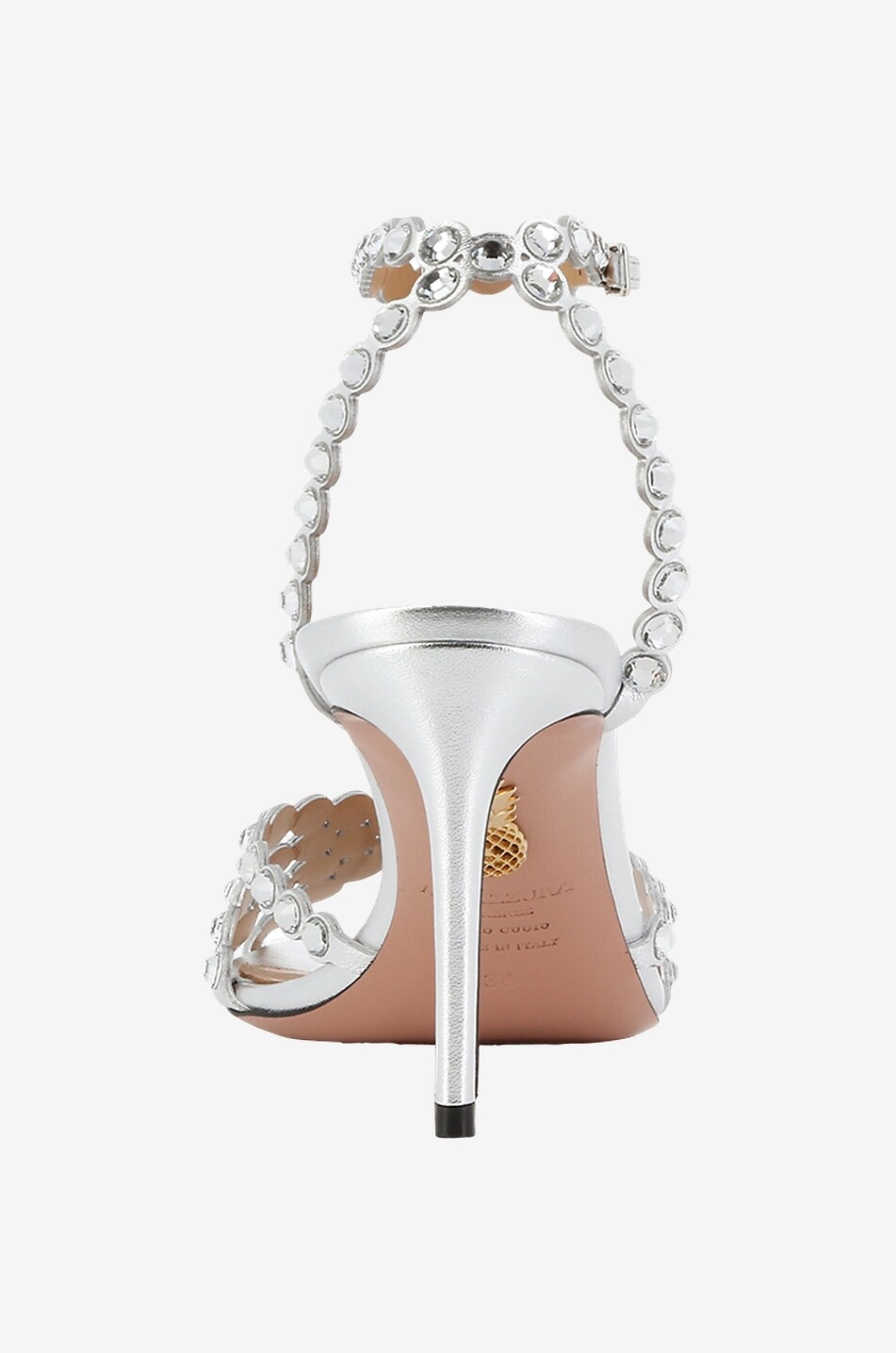 AQUAZZURA Absatzsandalen aus Metallic-Leder Tequila 85 Damen SILBER 4