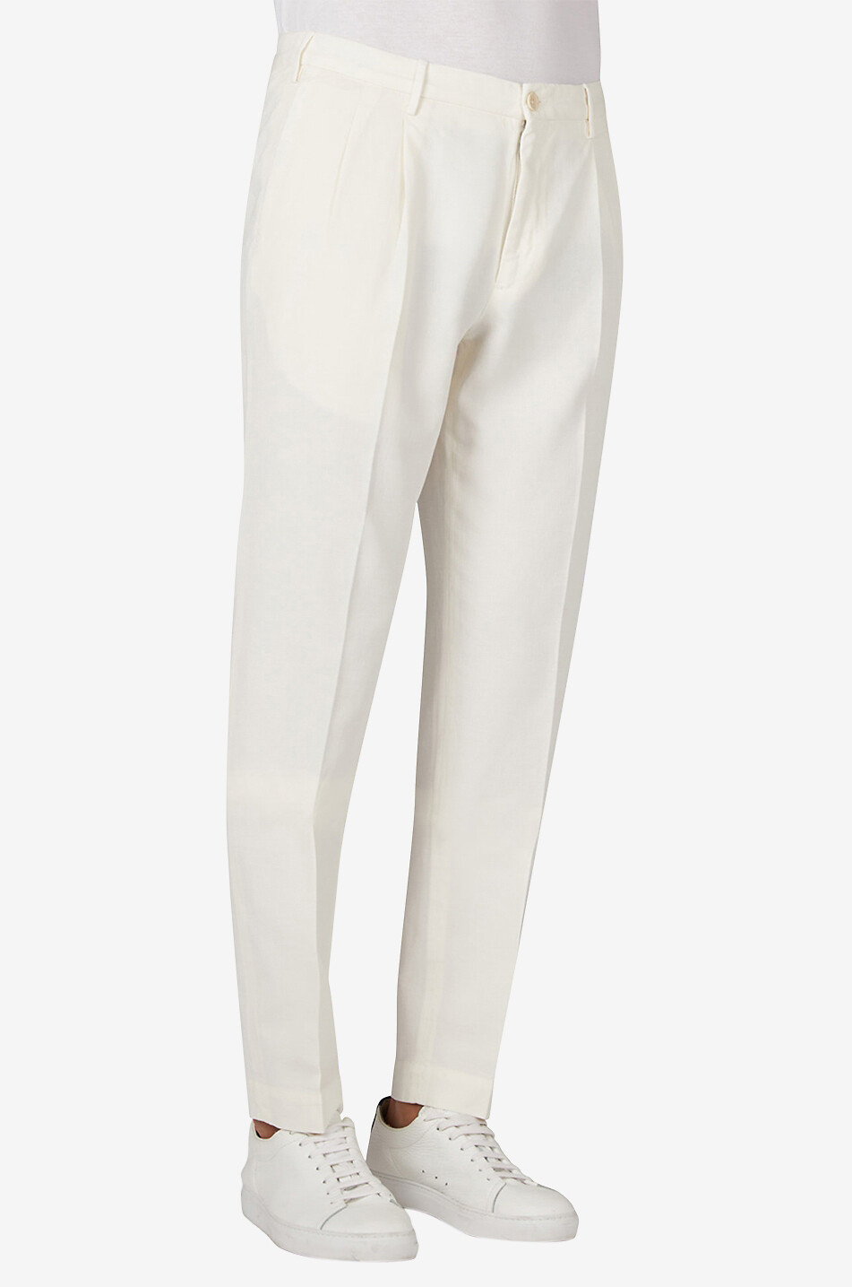 Pattern 54 tapered linen and gabardin trousers