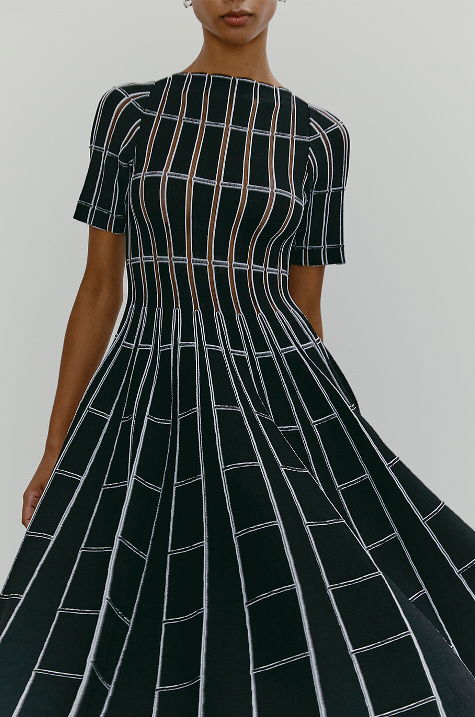 ANTONINO VALENTI Zita Vismara midi knit dress with geometric patterns Women BLACK 5