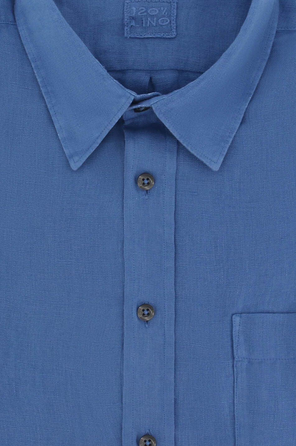 120% LINO Chemise classique à manches longues en lin Homme BLEU MOYEN 2