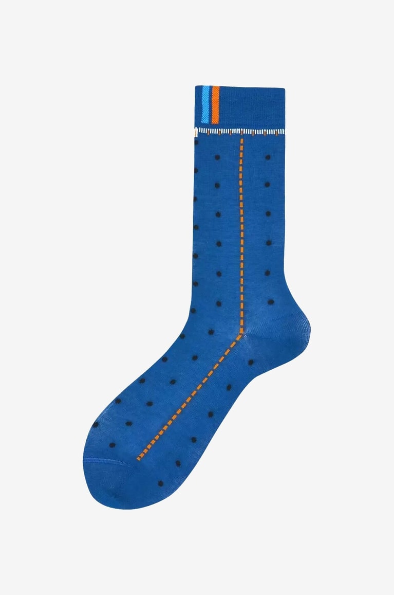 ALTO MILANO Getupfte Socken aus Baumwolle Herren MITTELBLAU 1