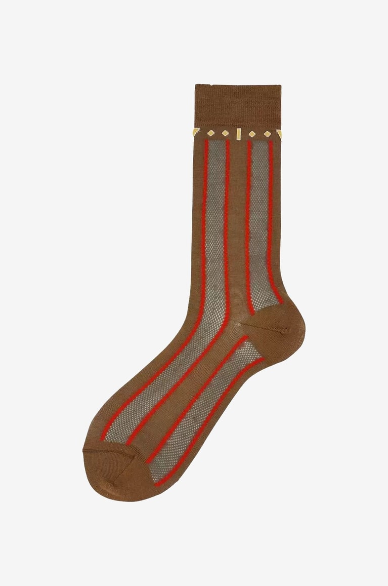 ALTO MILANO Gestreifte Socken aus Baumwolle Herren BRAUN 1
