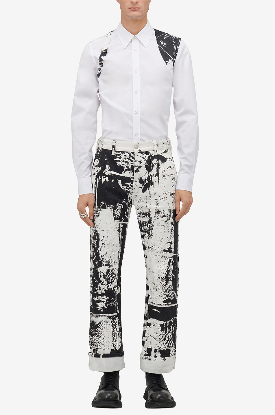 ALEXANDER McQUEEN Harness Fold poplin shirt Men WHITE 3