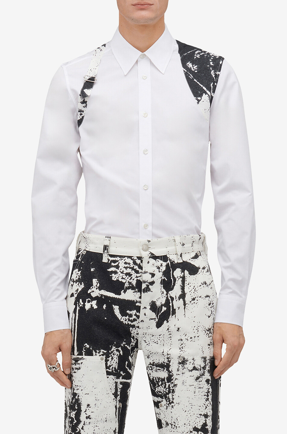 ALEXANDER McQUEEN Harness Fold poplin shirt Men WHITE 6