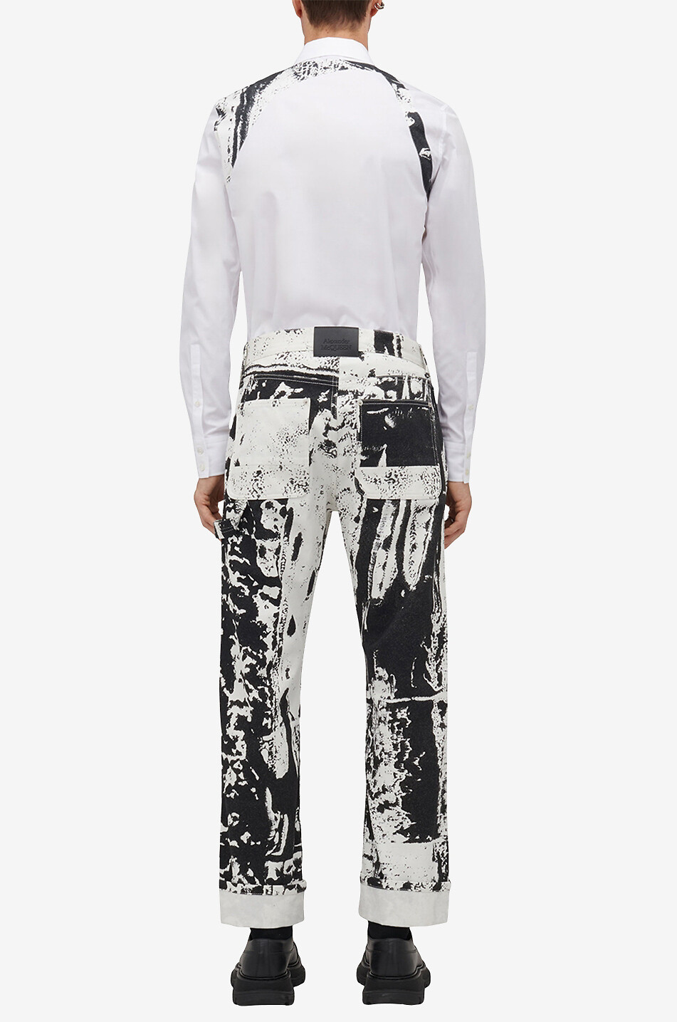 ALEXANDER McQUEEN Bedruckte gerade Jeans Workwear Fold Herren WEISS 5