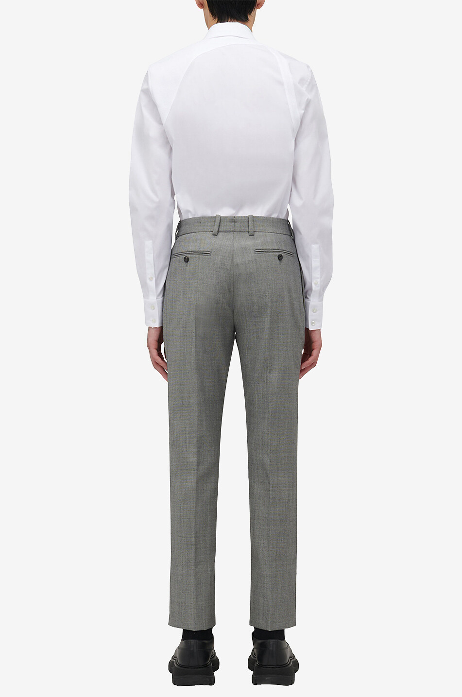 ALEXANDER McQUEEN Slim-Fit-Hose aus grau melierter Wolle Cigarette Herren GRAU 5