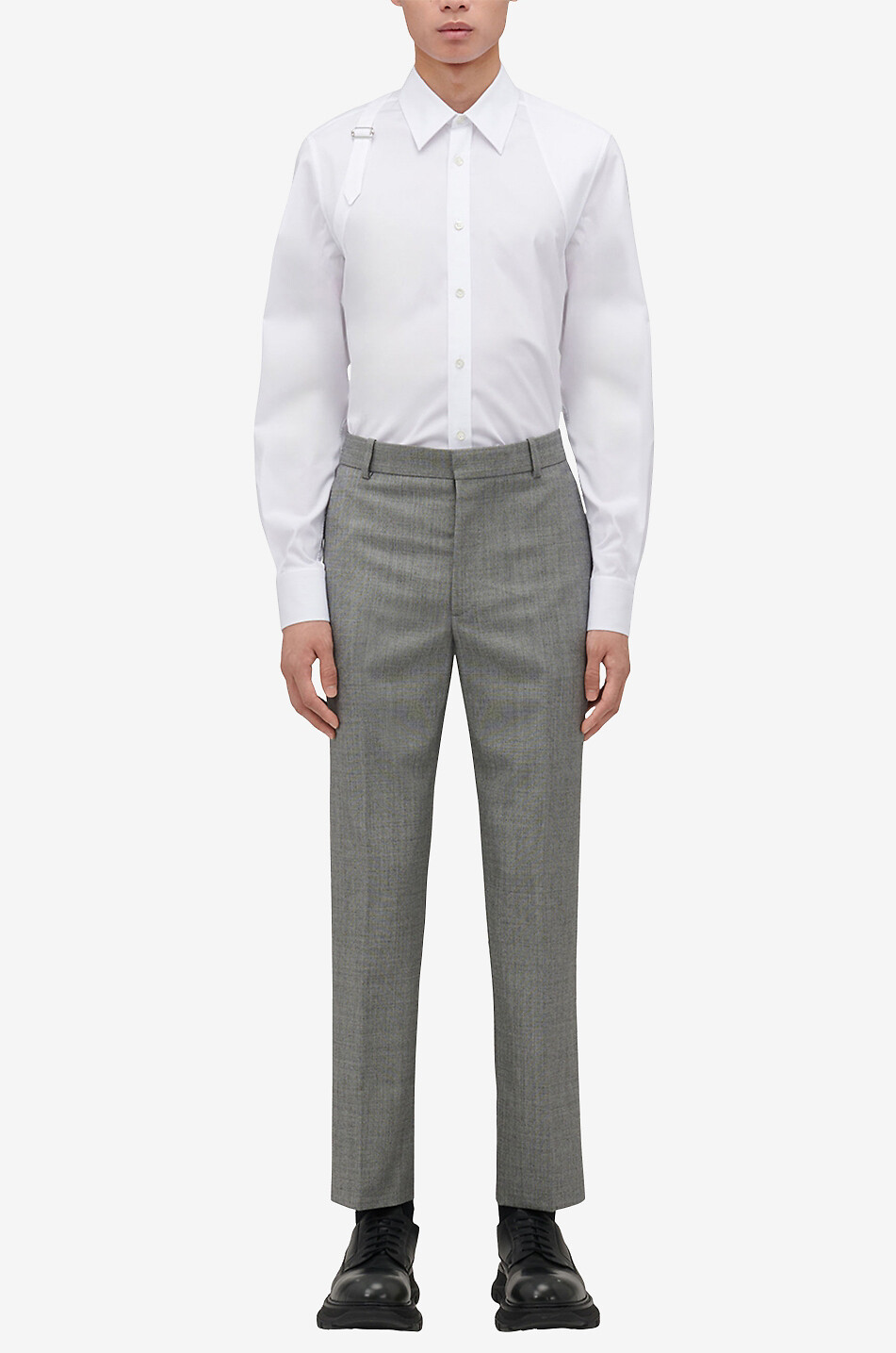 ALEXANDER McQUEEN Slim-Fit-Hose aus grau melierter Wolle Cigarette Herren GRAU 3