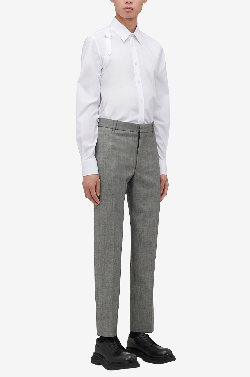 ALEXANDER McQUEEN Slim-Fit-Hose aus grau melierter Wolle Cigarette Herren GRAU 4