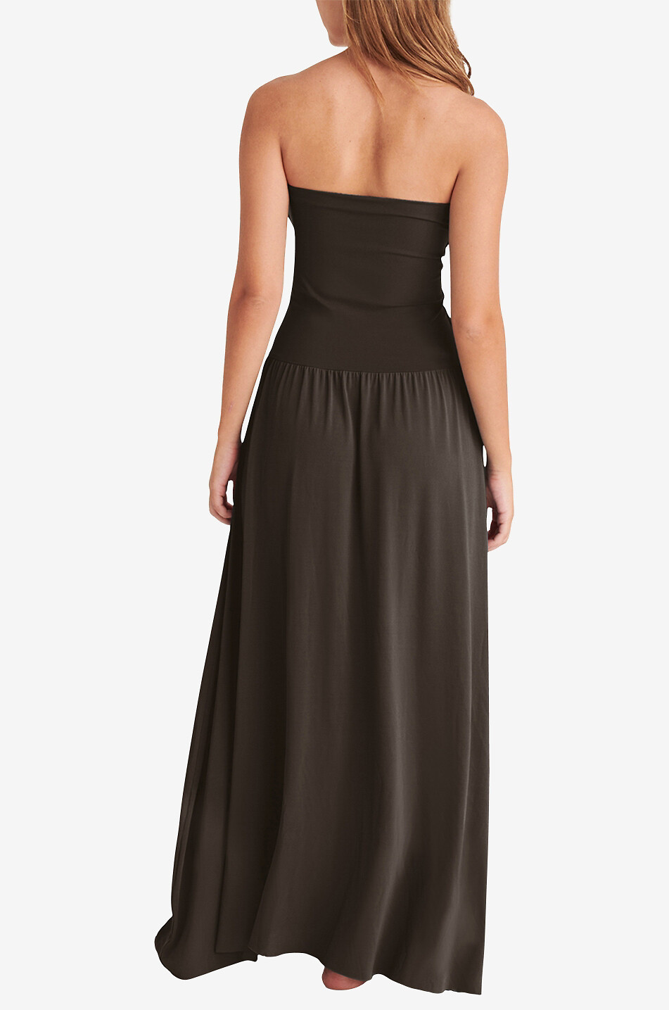 ERES Langes trägerloses Kleid aus Peau Douce Oda Damen DUNKLES KHAKI 3