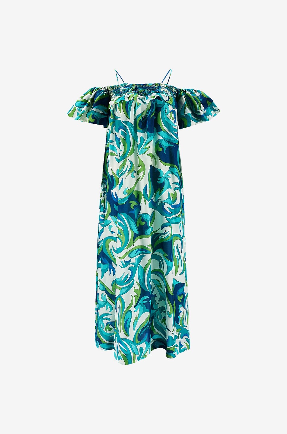 Robe midi à motif en coton soyeux Cezanne