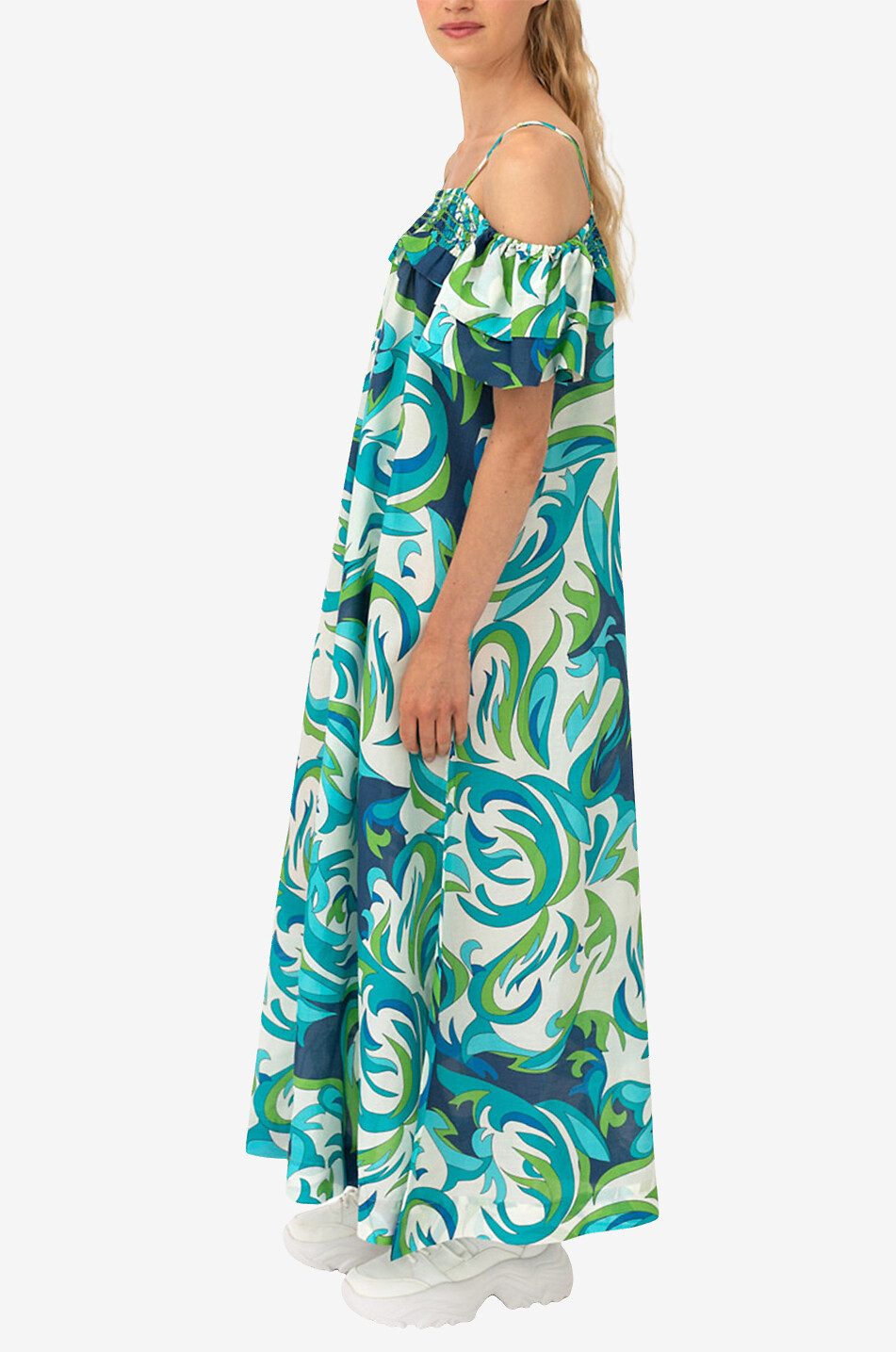Robe midi à motif en coton soyeux Cezanne