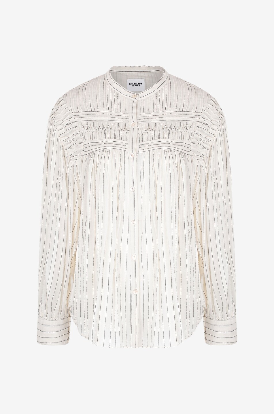 Blouse rayée à nervures en voile de coton Plalila