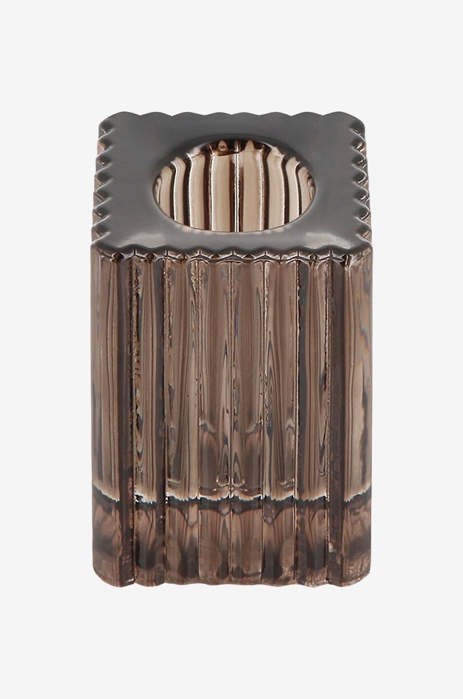 Petit bougeoir en verre cannelé