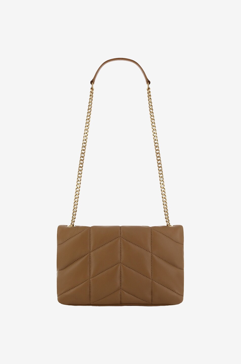 SAINT LAURENT PARIS Sac porté épaule en cuir de veau matelassé Loulou Puffer Toy Femme MARRON 3