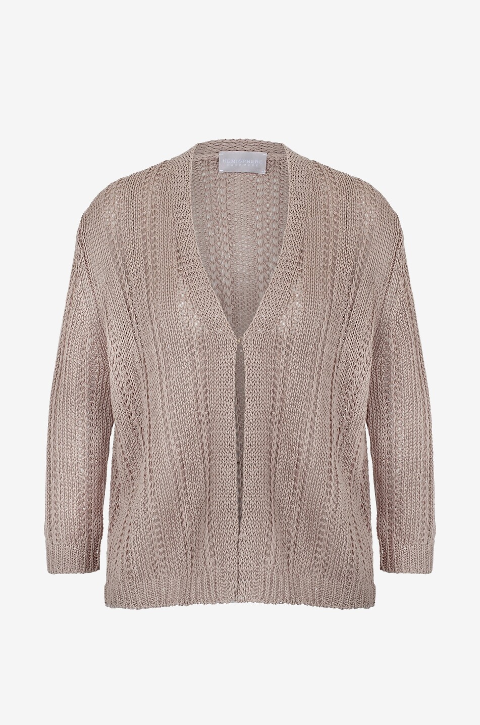 Cardigan boxy ajouré en lin scintillant