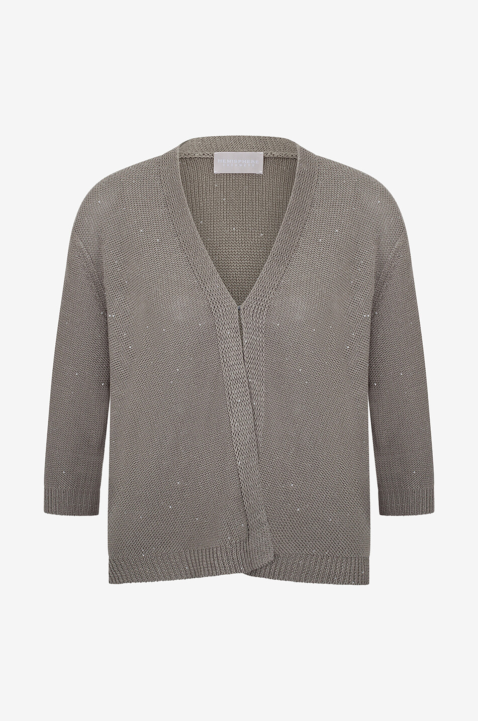 Leinencardigan mit Pailletten und 3/4-Ärmeln