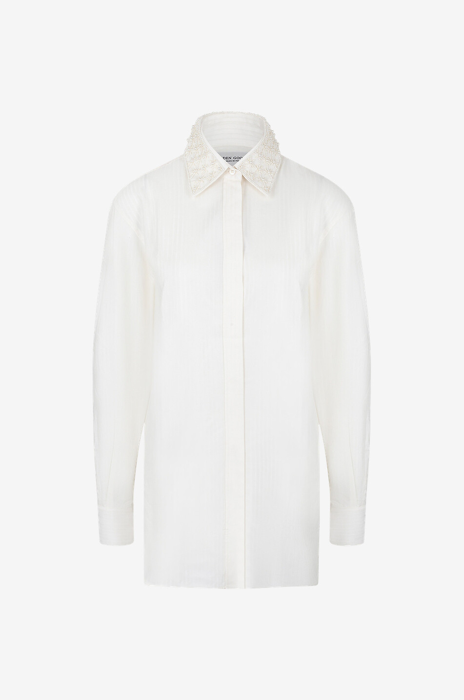 Chemise en jacquard de soie mélangée et perles Batilda Boyfriend