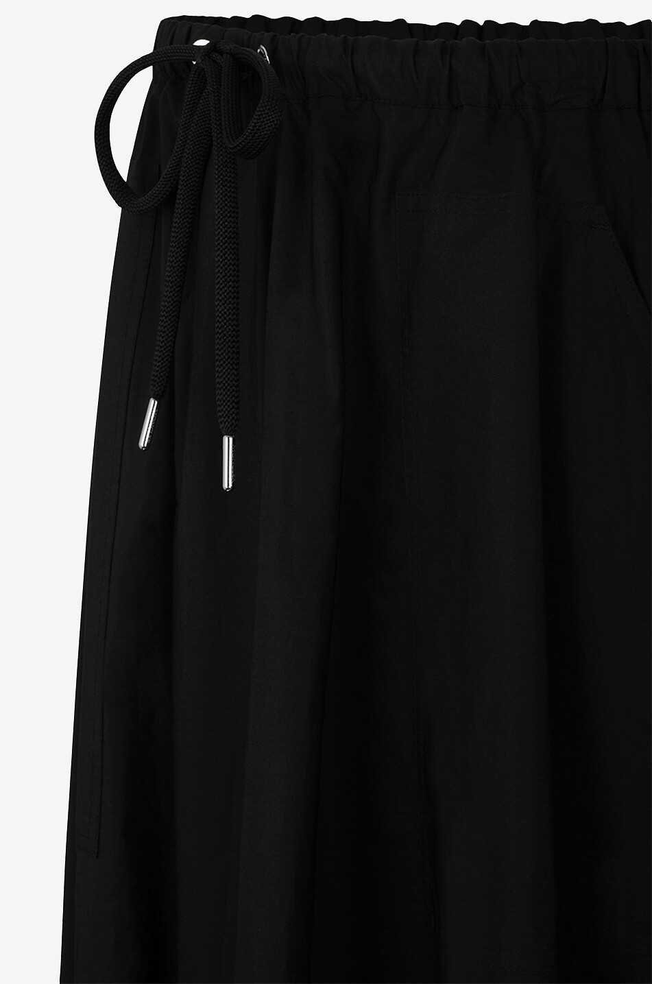 MONCLER Ausgestellter Langer Rock aus Popeline mit Tunnelzug Damen SCHWARZ 3