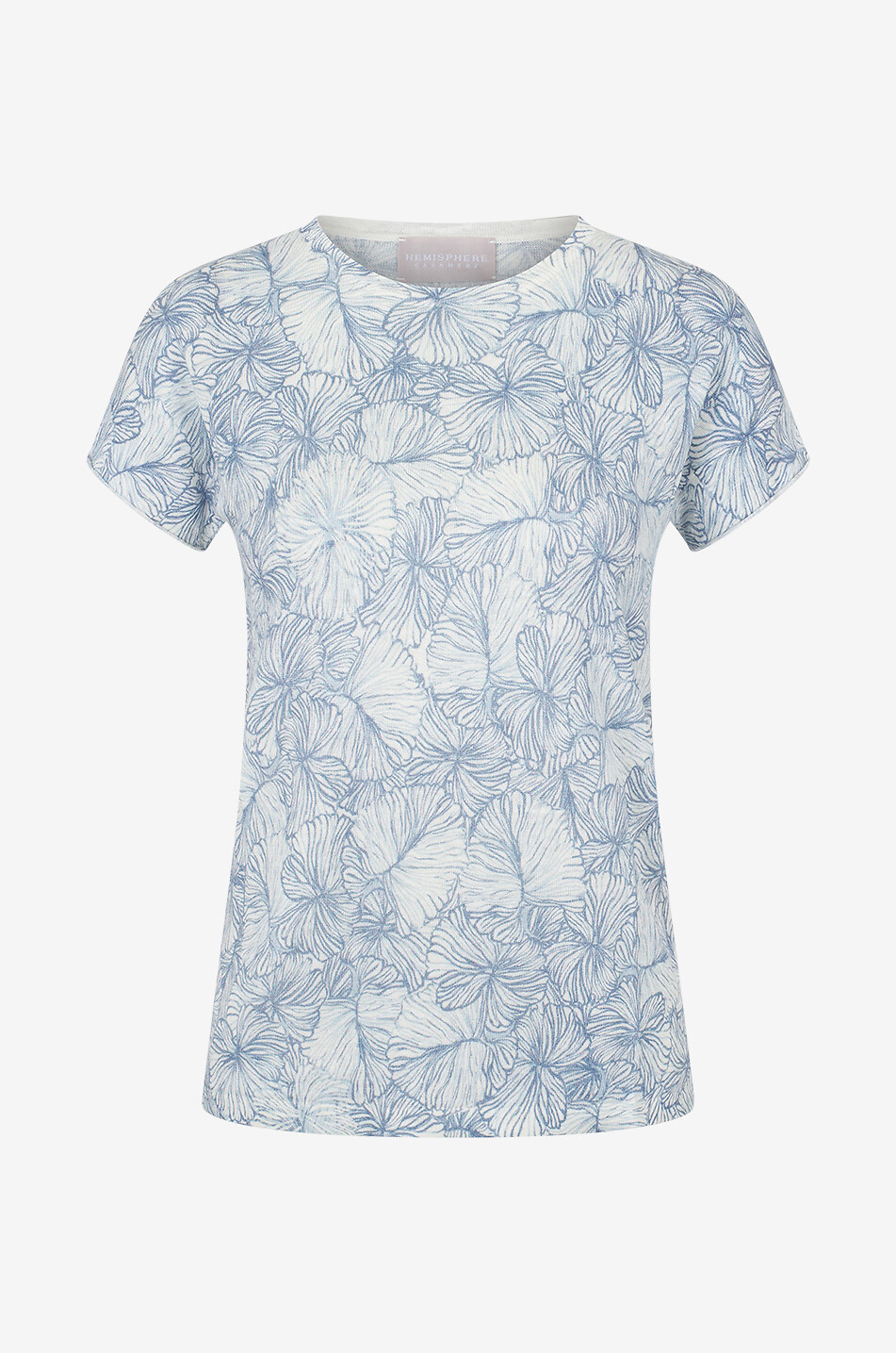 HEMISPHERE Kurzarm-Leinenpullover mit Blütenprint Damen HELLBLAU 1
