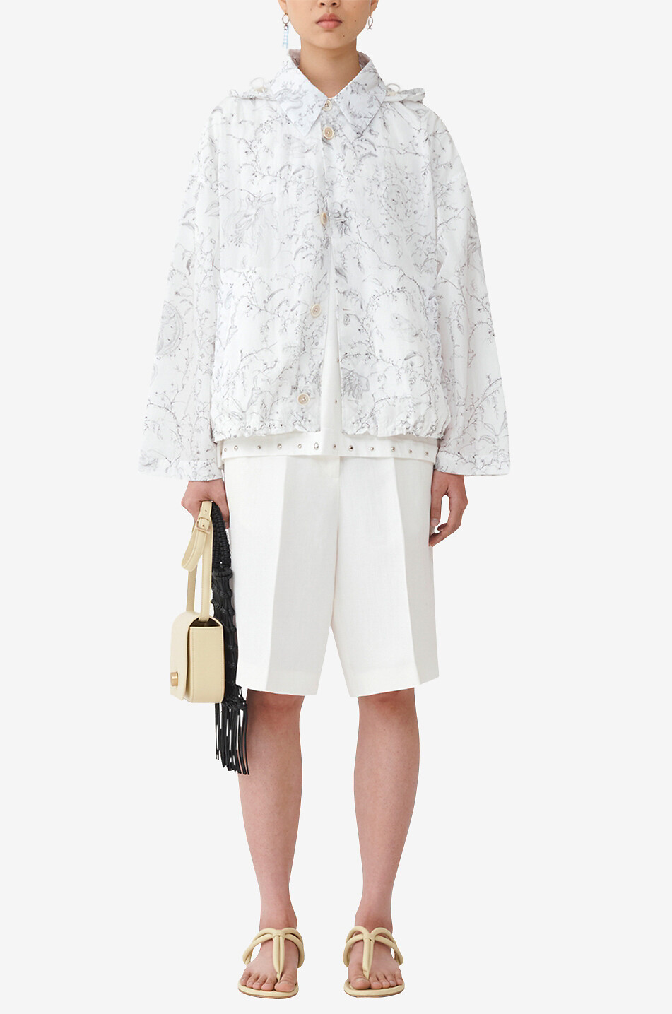 FABIANA FILIPPI Linen blend twill fluid Bermuda shorts Women EGGSHELL 2