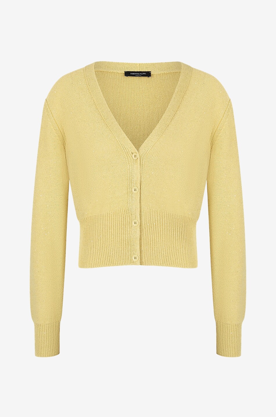 Kurzer schmaler Cardigan mit V-Ausschnitt und Pailletten