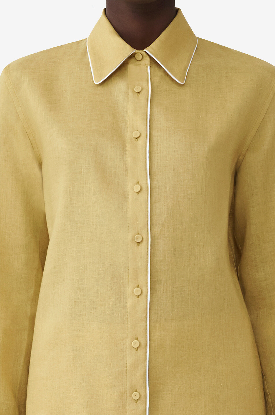 FABIANA FILIPPI Chemise en lin à passepoils Femme VERT MOYEN 5