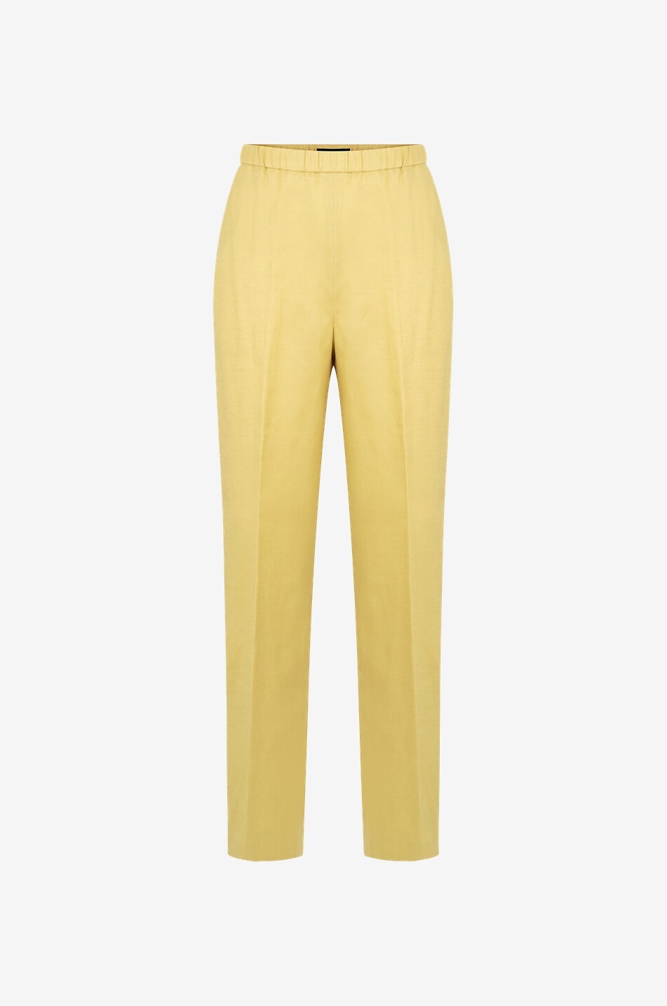 Cropped straight-leg linen trousers with piping