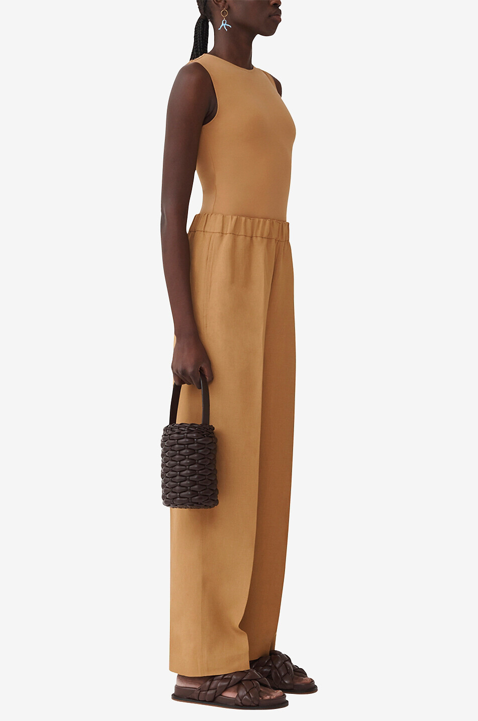 Pantalon en sergé de lin mélangé coupe jogger