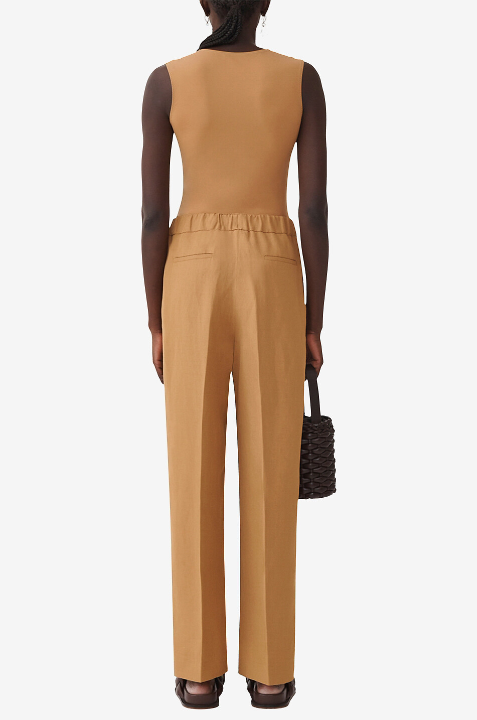 Pantalon en sergé de lin mélangé coupe jogger