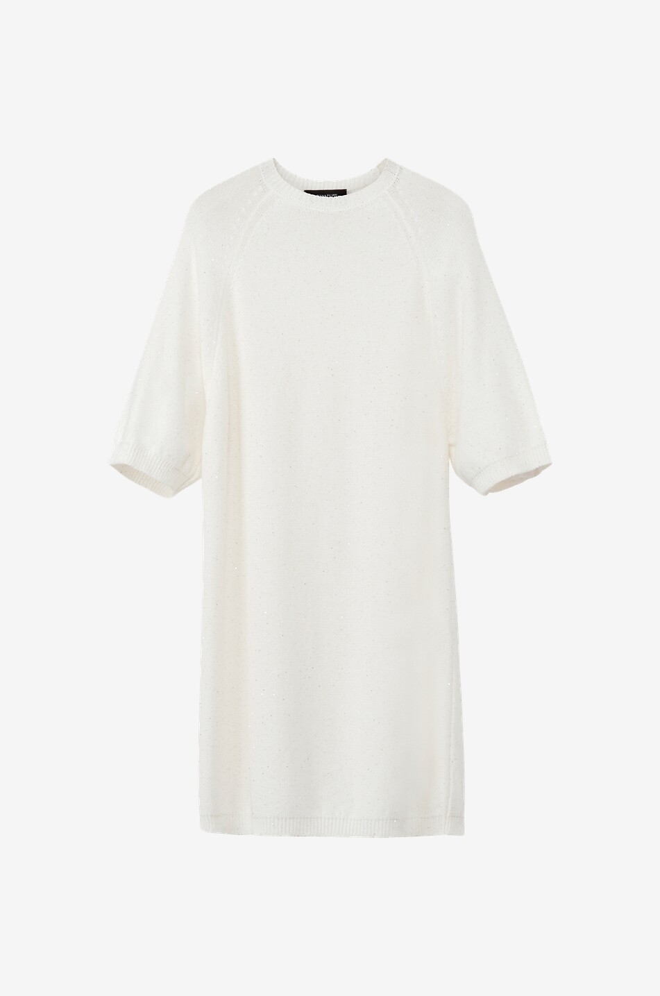 Robe pull courte en coton et lin à sequins