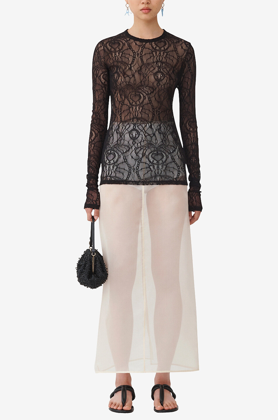 Fabula long-sleeved lace T-shirt