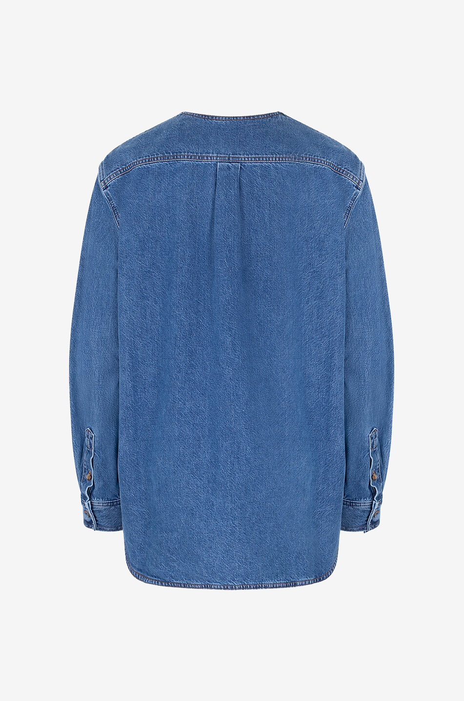 Bio-Denim-Bluse Collarless Vibrant Blue