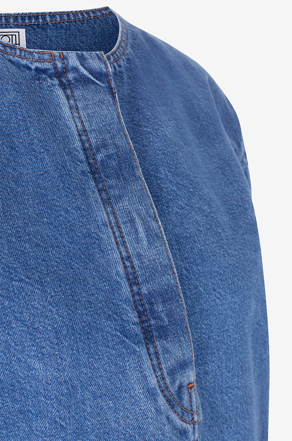 Bio-Denim-Bluse Collarless Vibrant Blue
